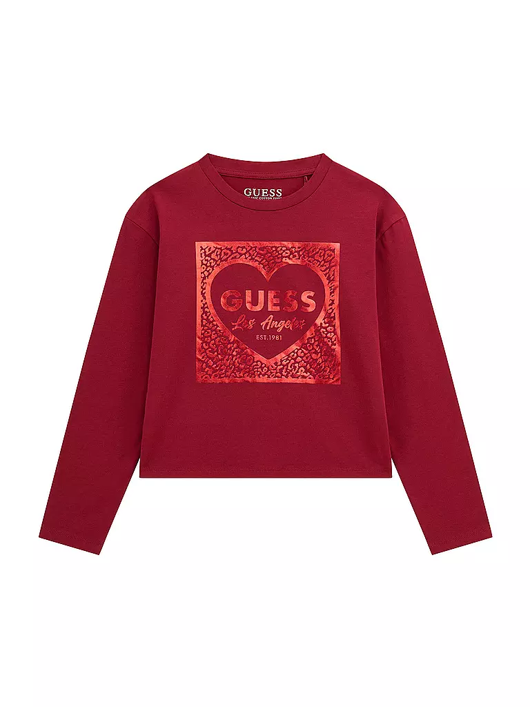 GUESS | Maglietta a maniche lunghe da ragazza | Rosso scuro