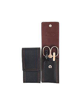 HAMMANN | Set da viaggio per manicure in custodia di pelle (marrone scuro, 3 pezzi)