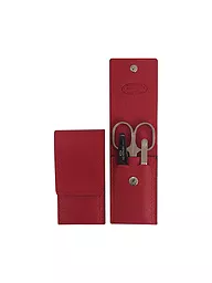 HAMMANN | Set da viaggio per manicure in custodia di pelle (marrone scuro, 3 pezzi) | Rosso