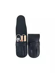HAMMANN | Set da viaggio per manicure in astuccio di pelle di cervo (Avana, 4 pezzi) | Nero