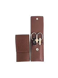 HAMMANN | Set da viaggio per manicure in custodia di pelle (marrone scuro, 3 pezzi) | Marrone