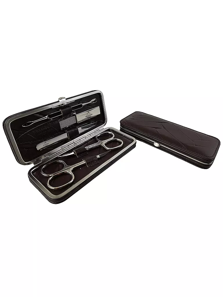 HAMMANN | Set manicure in pelle (Marrone, 5 pezzi) | Marrone