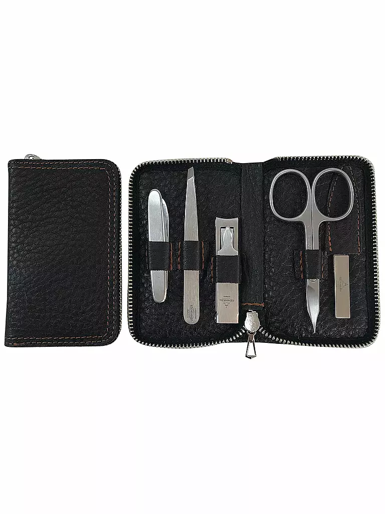 HAMMANN | Set manicure in pelle (Marrone scuro, 5 pezzi) | Marrone