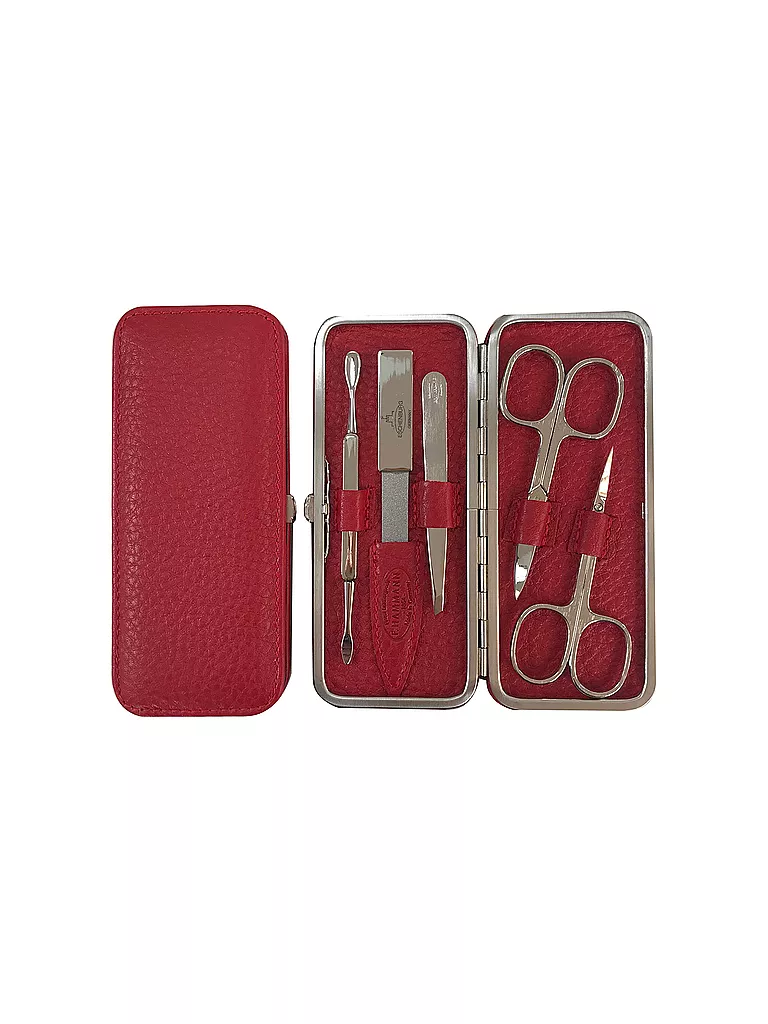 HAMMANN | Set manicure in pelle (Rosso, 5 pezzi) | Rosso