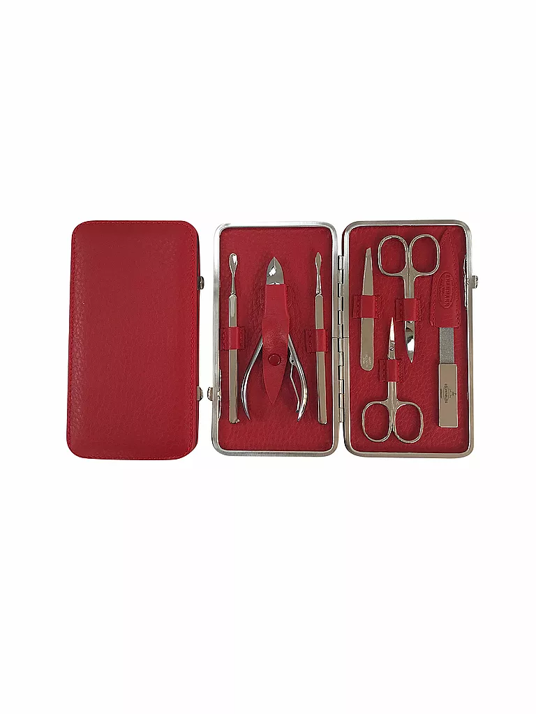 HAMMANN | Set manicure in pelle (Rosso, 7 pezzi) | Rosso