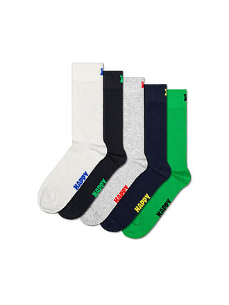 HAPPY SOCKS | Calzini da uomo, confezione da 5, tinta unita, 41-46, bianco