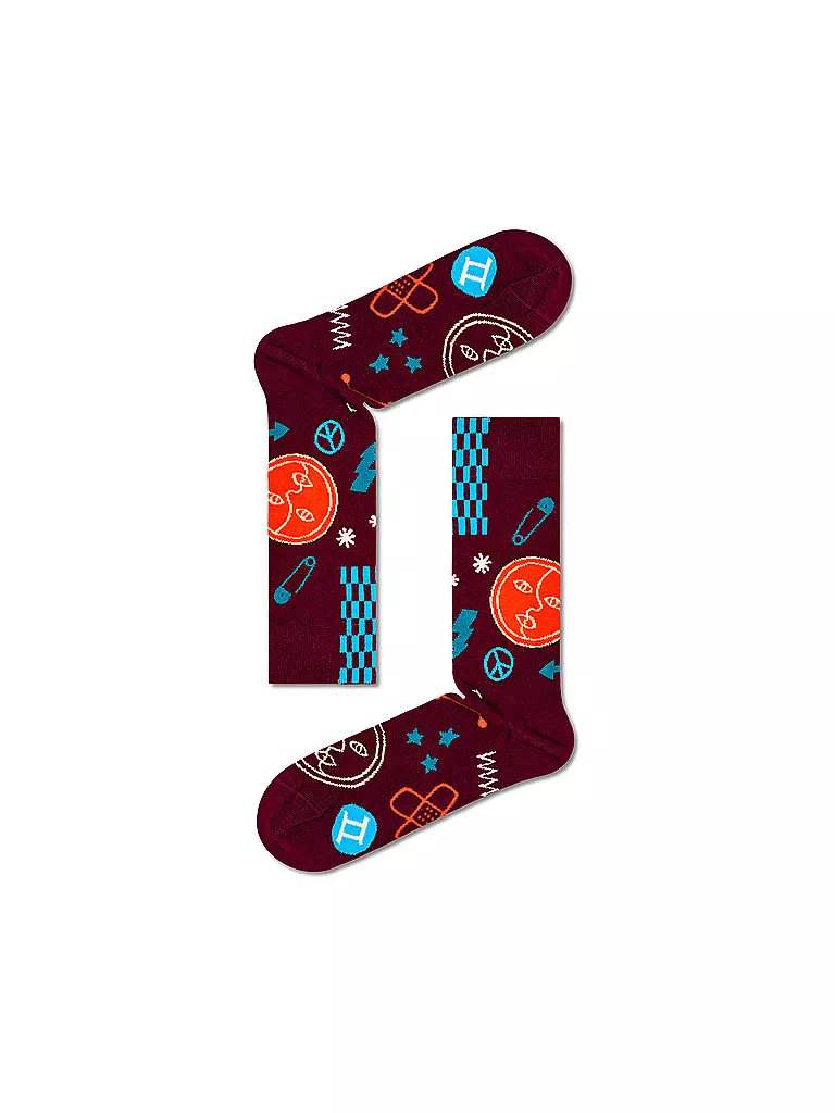 HAPPY SOCKS | Calze da donna 36-40 ZWILLING rosso scuro | Rosso scuro