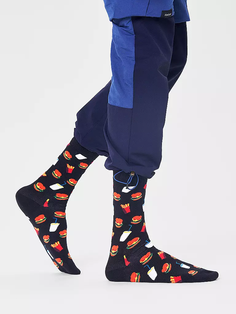 HAPPY SOCKS | Calze da donna HAMBURGER 36-40 nere | Nero