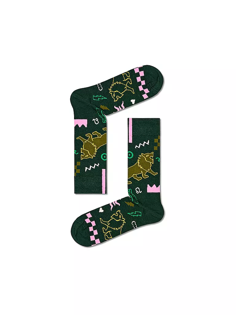 HAPPY SOCKS | Calzini da donna 36-40 LÖWE arancioni | Verde scuro