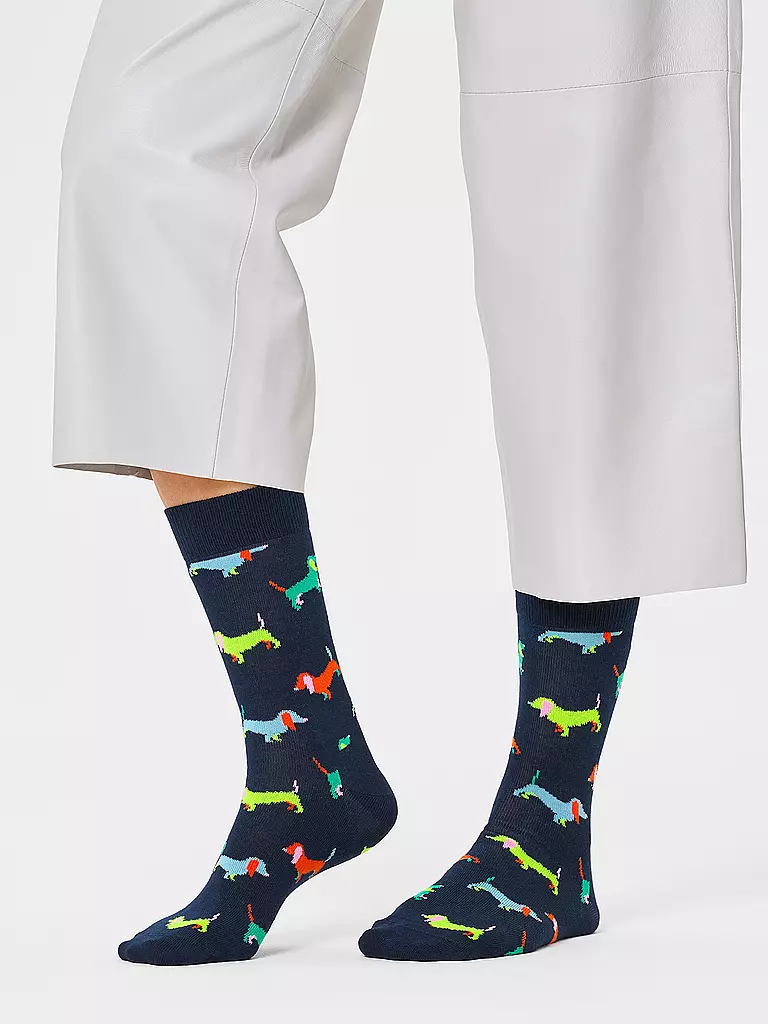 HAPPY SOCKS | Calzini da donna 36-40 PUPPY LOVE navy | Blu scuro