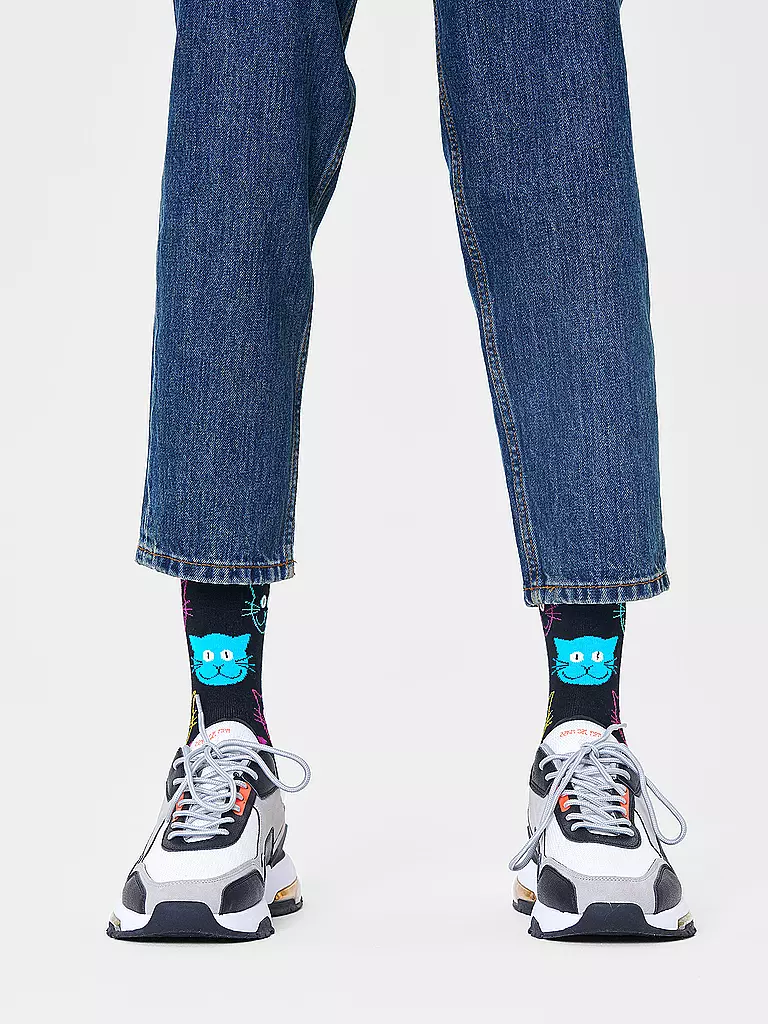 HAPPY SOCKS | Calzini da donna CAT 36-40 neri | Nero