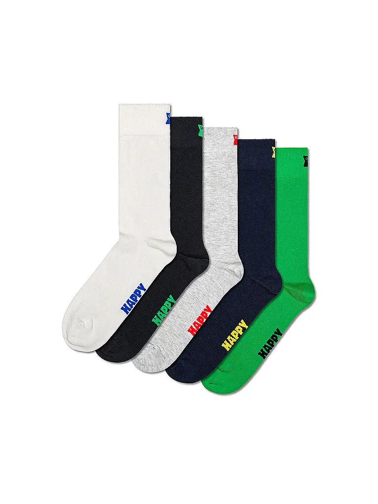 HAPPY SOCKS | Calzini da uomo, confezione da 5, tinta unita, 41-46, bianco | Bianco