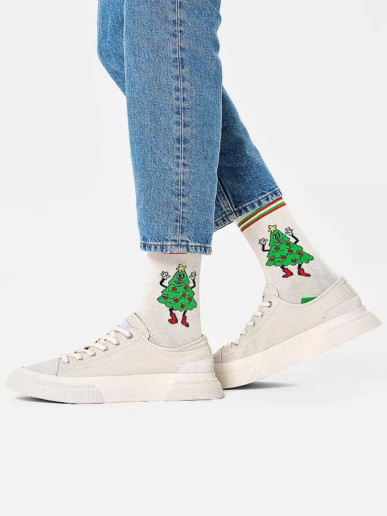 HAPPY SOCKS | Calzini da uomo HAPPY TREE taglia 41 - 46 white | Crema