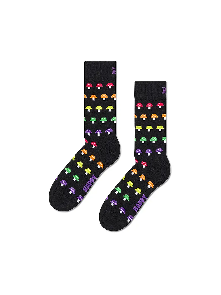 HAPPY SOCKS | Calzini da uomo MUSHROOM STRIPE 41-46 neri | Nero
