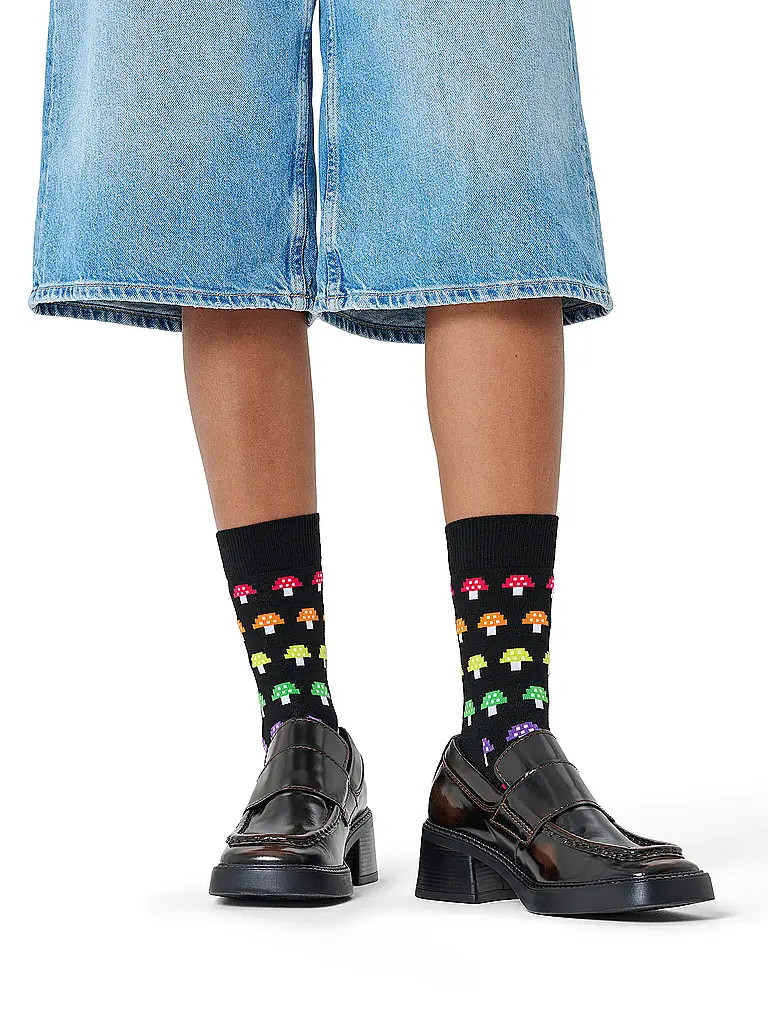 HAPPY SOCKS | Calzini da uomo MUSHROOM STRIPE 41-46 neri | Nero