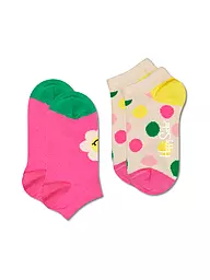 HAPPY SOCKS | Calzini sneaker da bambina, confezione da 2, SMILEY DAISY rosa | Fucsia