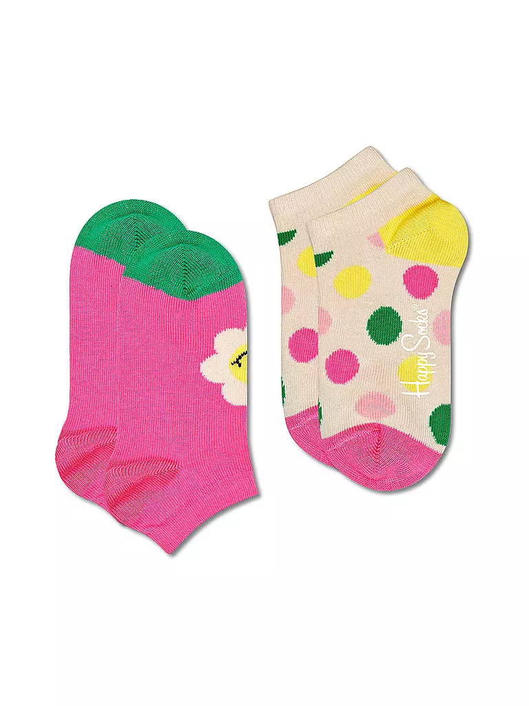 HAPPY SOCKS | Calzini sneaker da bambina, confezione da 2, SMILEY DAISY rosa | Fucsia