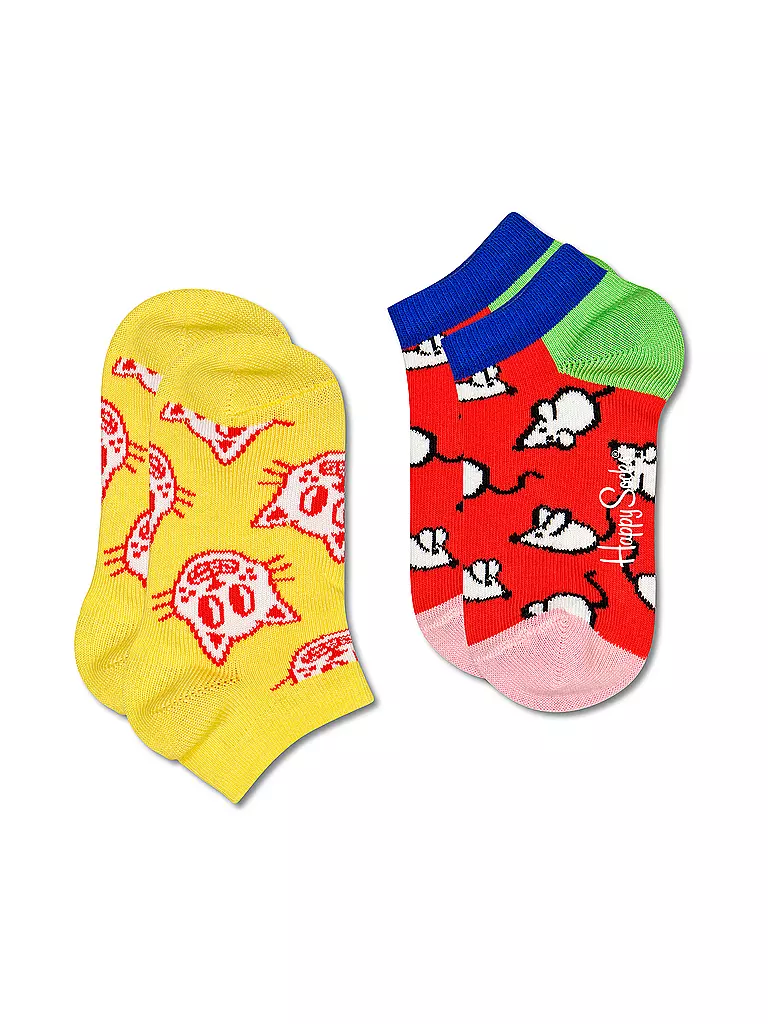 HAPPY SOCKS | Calzini sneaker da bambino confezione da 2 CAT & MOUSE yellow | Giallo
