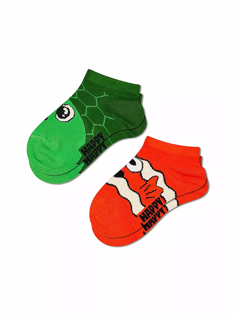 HAPPY SOCKS | Calzini sneaker da bambino TURTLE confezione da 2 green | Verde