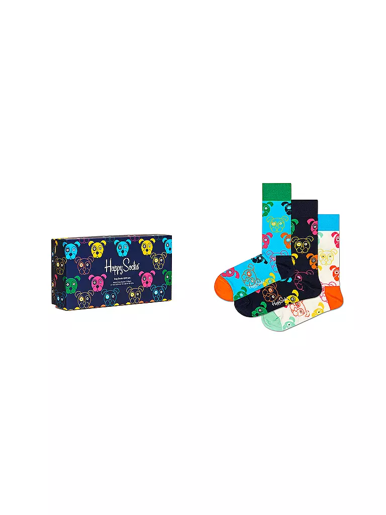 HAPPY SOCKS | Confezione regalo da donna calzini MIXED DOGS confezione da 3 paia 36-40 navy | 