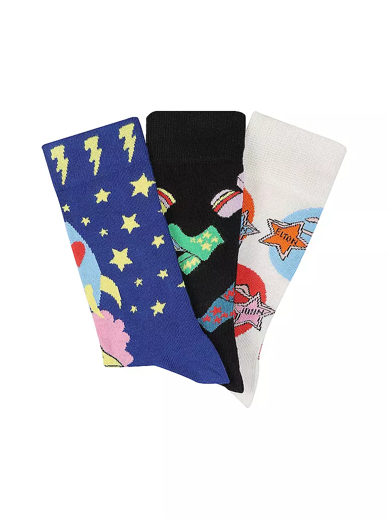 HAPPY SOCKS | Damen Socken ELTON JOHN 3er Pkg. 36-40 black | Nero