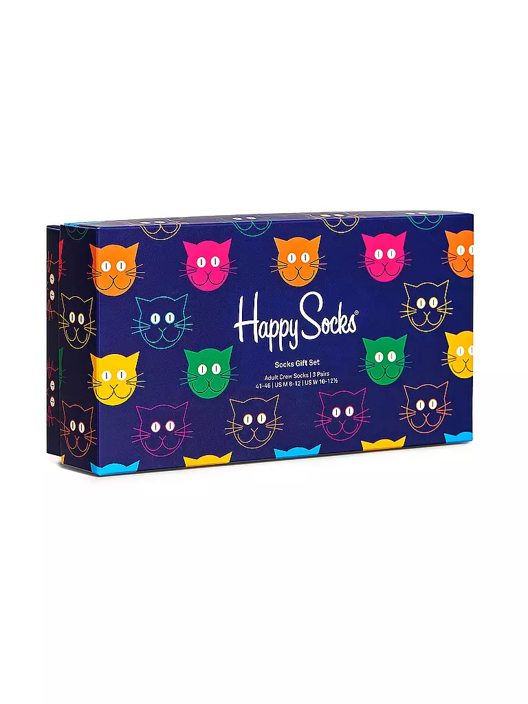 HAPPY SOCKS | Set regalo da donna calze MIXED CAT confezione da 3 paia 36-40 navy | 