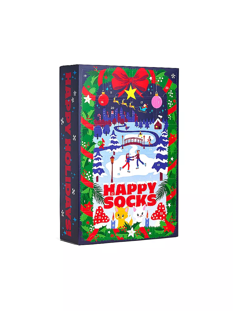 HAPPY SOCKS | Set regalo da uomo, confezione da 24, CALENDARIO DELL'AVVENTO 41-46 blu navy | Blu scuro