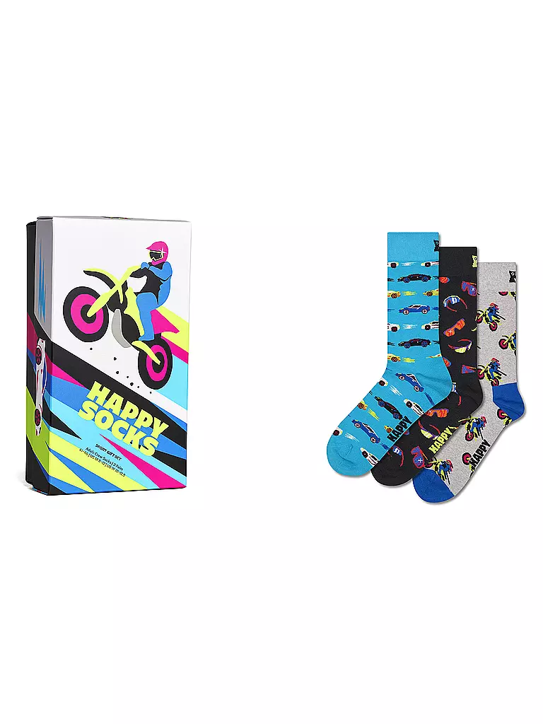 HAPPY SOCKS | Set regalo da uomo, confezione da 3, FAST SPORTS 41-46 grigio | Grigio