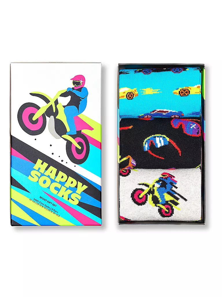 HAPPY SOCKS | Set regalo da uomo, confezione da 3, FAST SPORTS 41-46 grigio |
