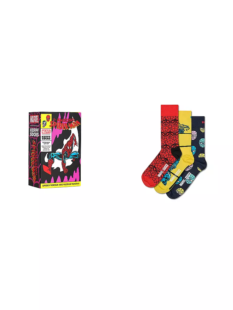 HAPPY SOCKS | Set regalo da uomo, confezione da 3, SPIDER MAN 41-46 viola | Multicolore