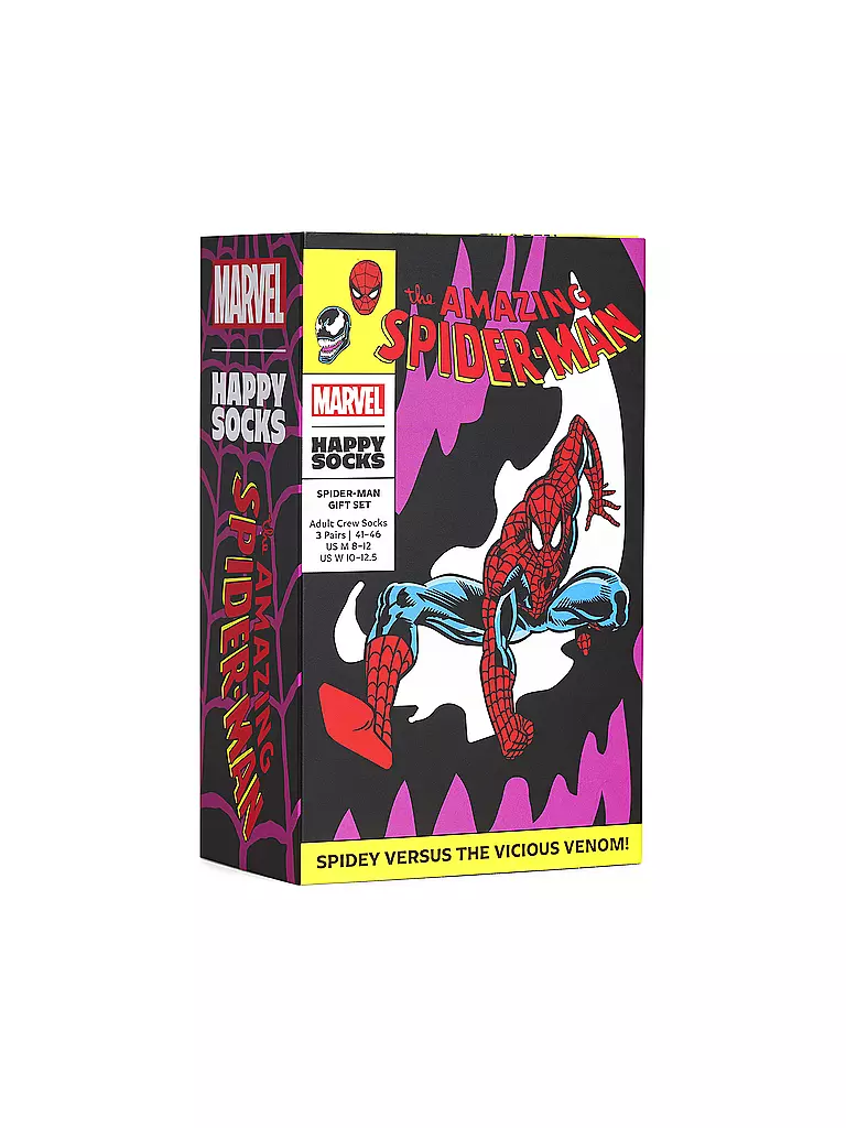HAPPY SOCKS | Set regalo da uomo, confezione da 3, SPIDER MAN 41-46 viola |