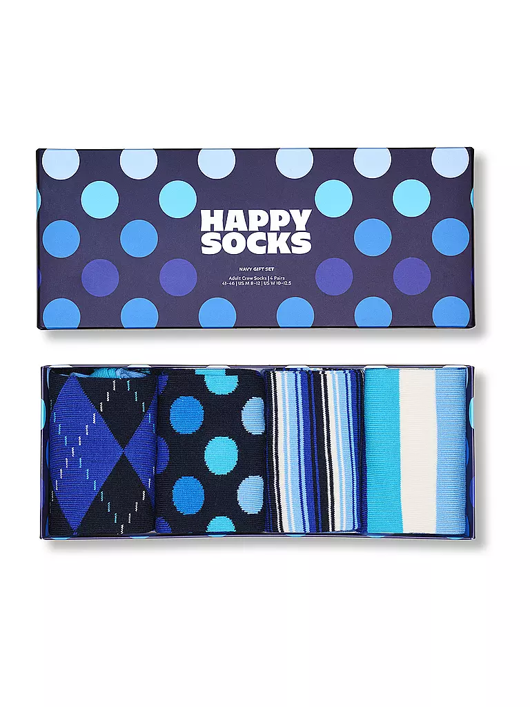 HAPPY SOCKS | Set regalo da uomo, confezione da 4, CALZINI NAVY 41-46 navy | Blu
