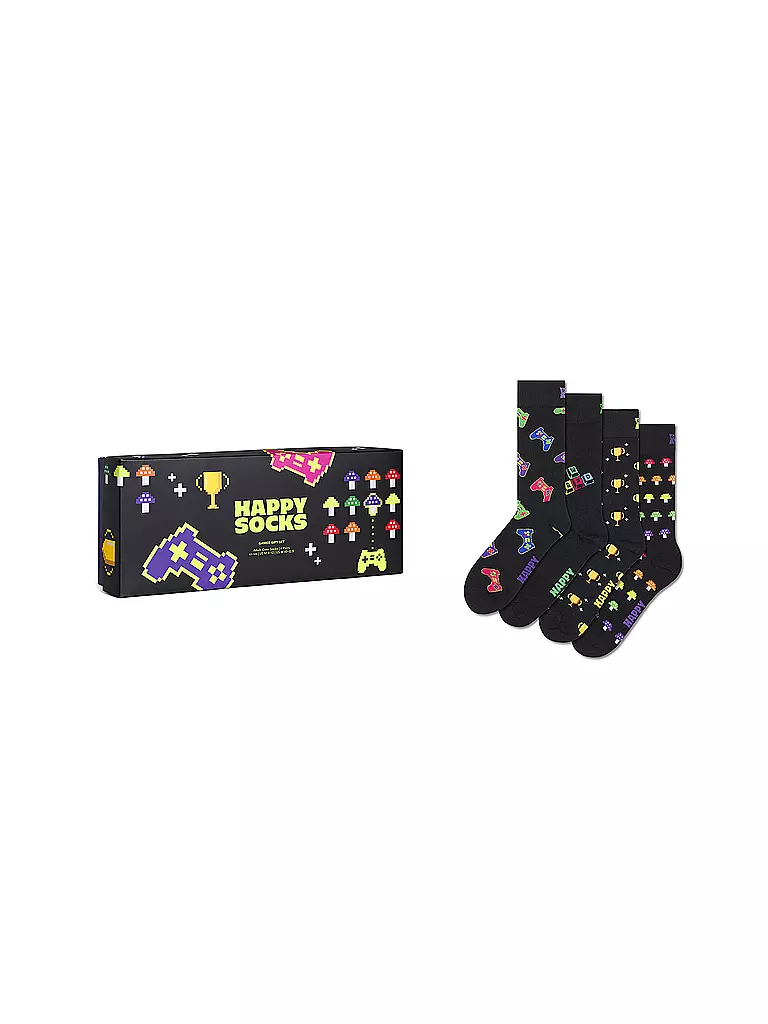 HAPPY SOCKS | Set regalo da uomo, confezione da 4, GAMER, 41-46, nero | Nero