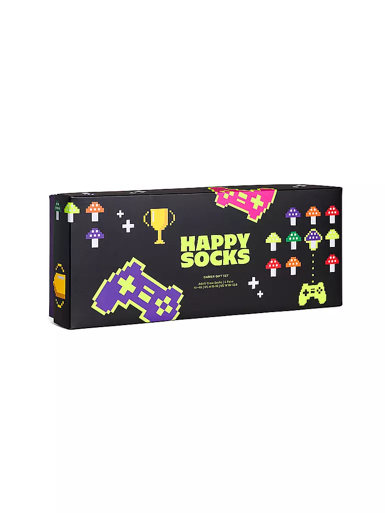 HAPPY SOCKS | Set regalo da uomo, confezione da 4, GAMER, 41-46, nero | 