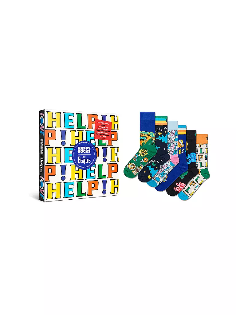 HAPPY SOCKS | Set regalo da uomo, confezione da 6, THE BEATLES 41-46 nero | Nero