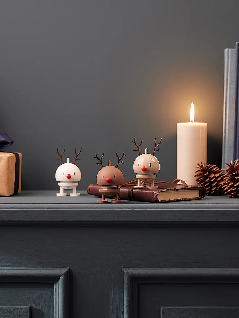 HOPTIMIST | Figura decorativa natalizia Classic Bumble 9,5 cm Renna bianca | 