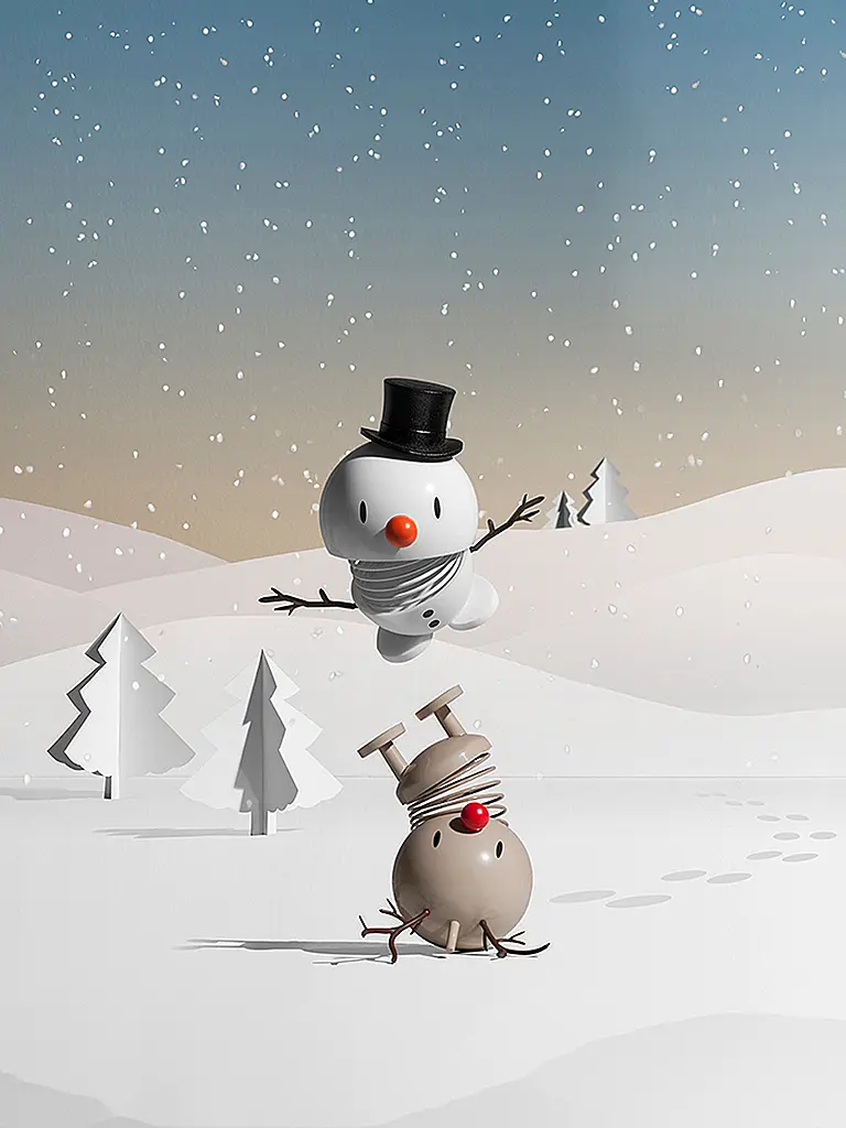 HOPTIMIST | Oggetto decorativo Classic Bumble Snowman 7,8cm White | 