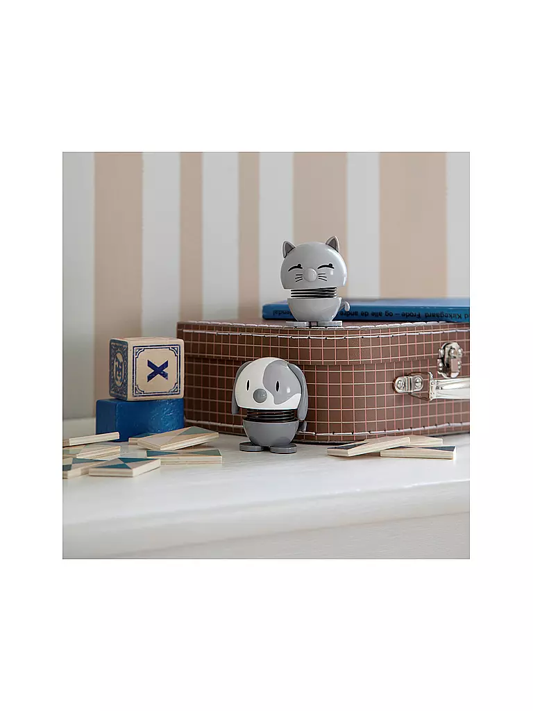 HOPTIMIST | Oggetto decorativo Gatto 7,3 cm Grigio chiaro | Grigio chiaro