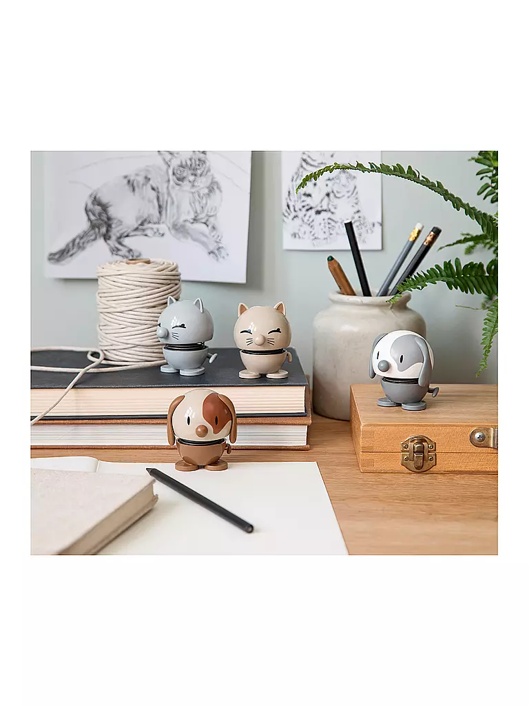 HOPTIMIST | Oggetto decorativo Gatto 7,3 cm Grigio chiaro | Grigio chiaro