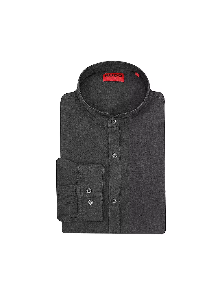 HUGO | Camicia di lino slim fit ELVORY | Nero