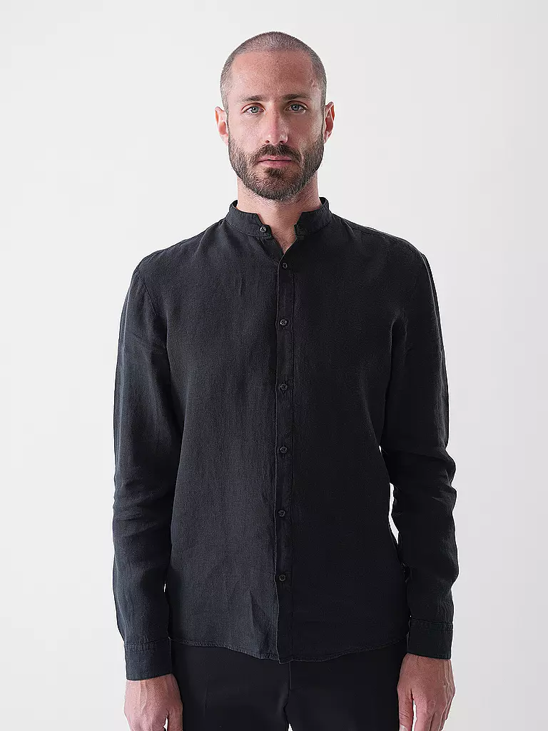 HUGO | Camicia di lino slim fit ELVORY | Nero