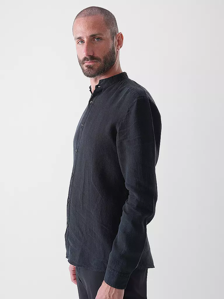 HUGO | Camicia di lino slim fit ELVORY | Nero