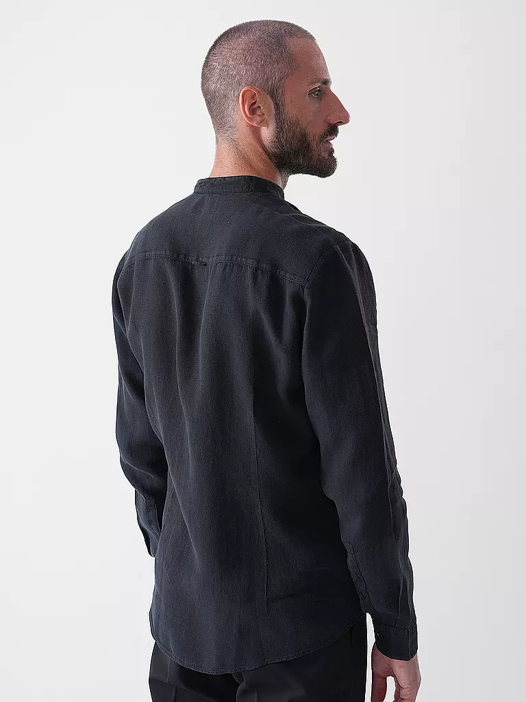 HUGO | Camicia di lino slim fit ELVORY | Nero