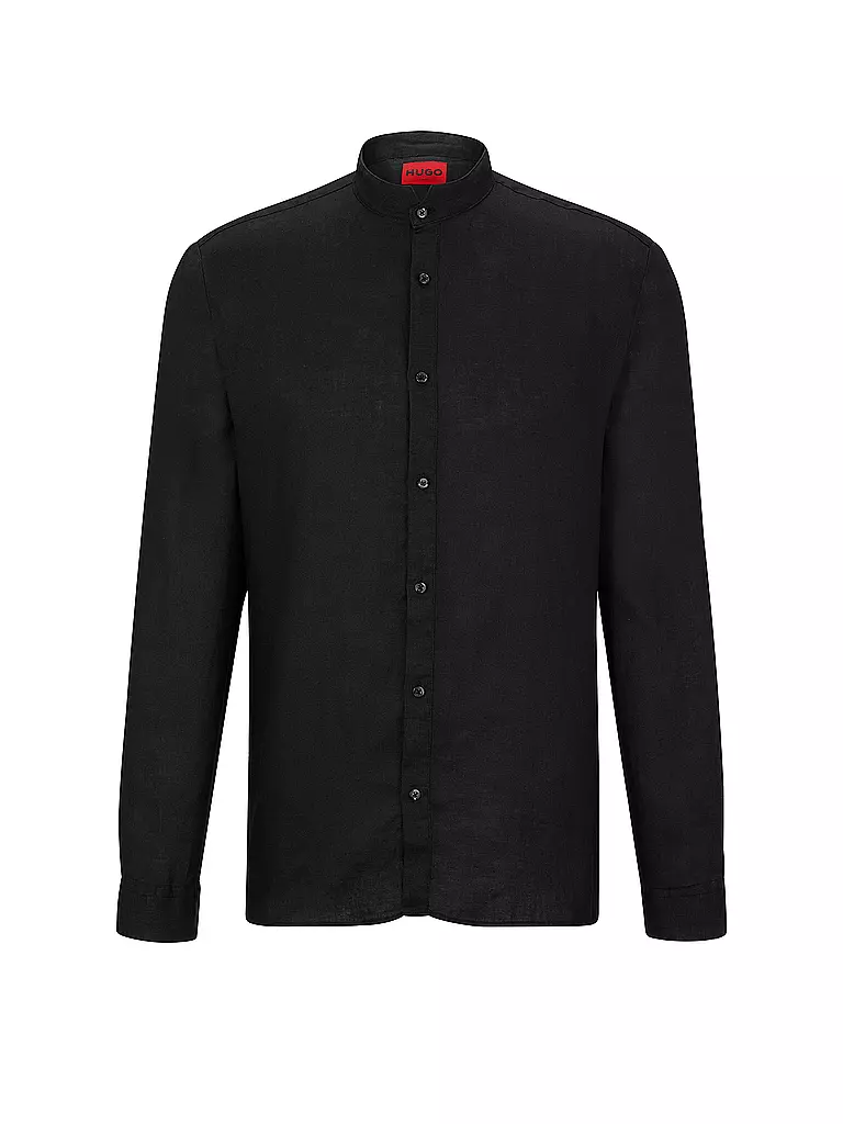 HUGO | Camicia di lino slim fit ELVORY | Nero