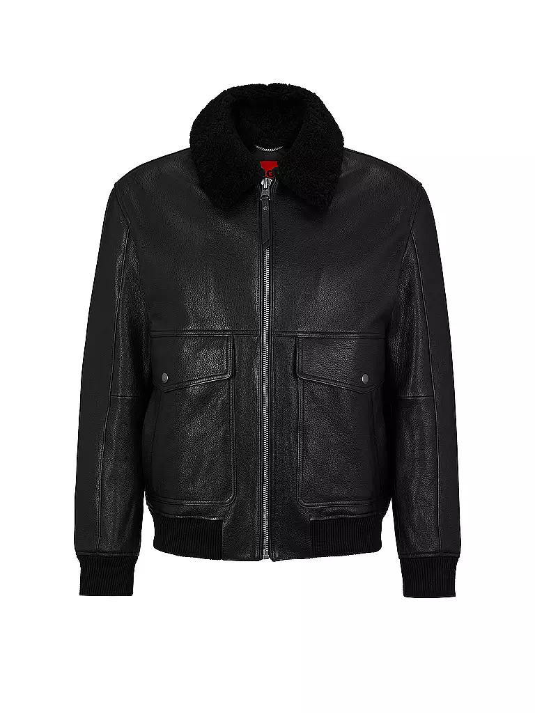 HUGO | Giacca in pelle LADAMUS | Nero