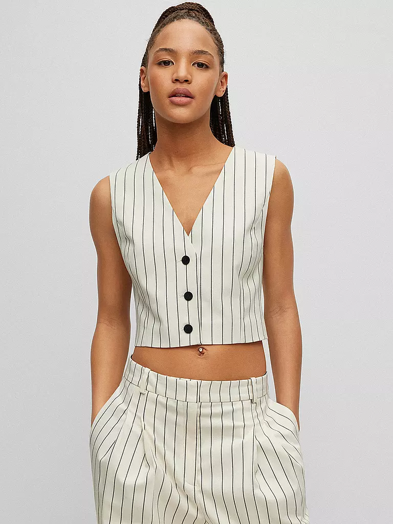 HUGO | Gilet AURIS STRIPE | Crema