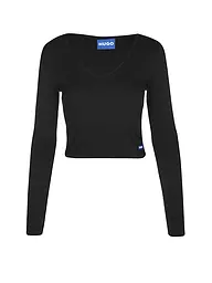 HUGO | Maglia a maniche lunghe DARIMINA con vestibilità cropped | Nero