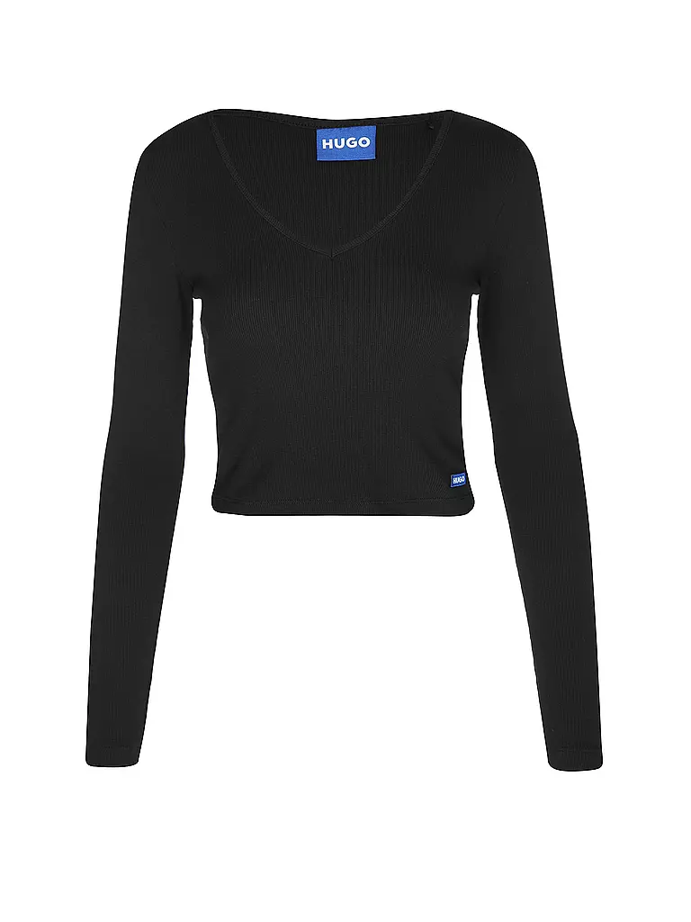 HUGO | Langarmshirt DARIMINA Cropped Fit | Nero
