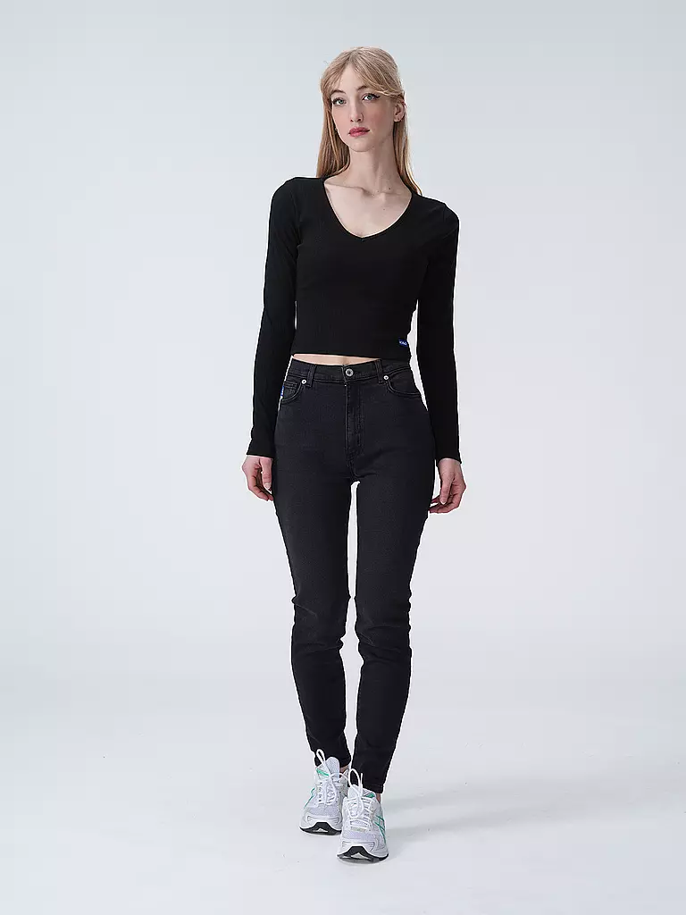 HUGO | Langarmshirt DARIMINA Cropped Fit | Nero