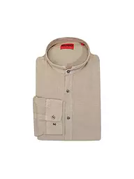 HUGO | Leinenhemd Slim Fit ELVORY  | Marrone